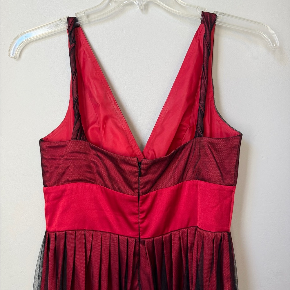Metaphor Red and Black Embellished Satin Dress, Size 10 - Picture 6 of 7